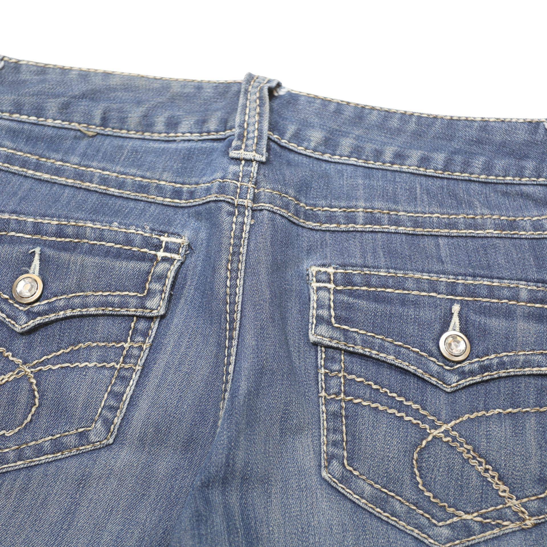 INC DENIM Capri Womens Blue Denim Casual Shorts M W30 Rolled Hem Pockets