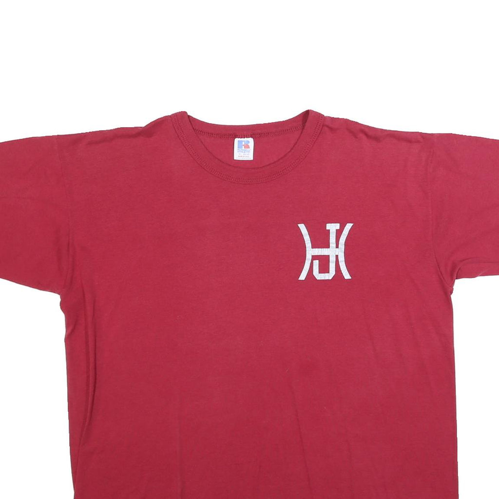 RUSSELL ATHLETIC Mens Red Graphic T-Shirt XL Short Sleeve Crew Neck Vintage
