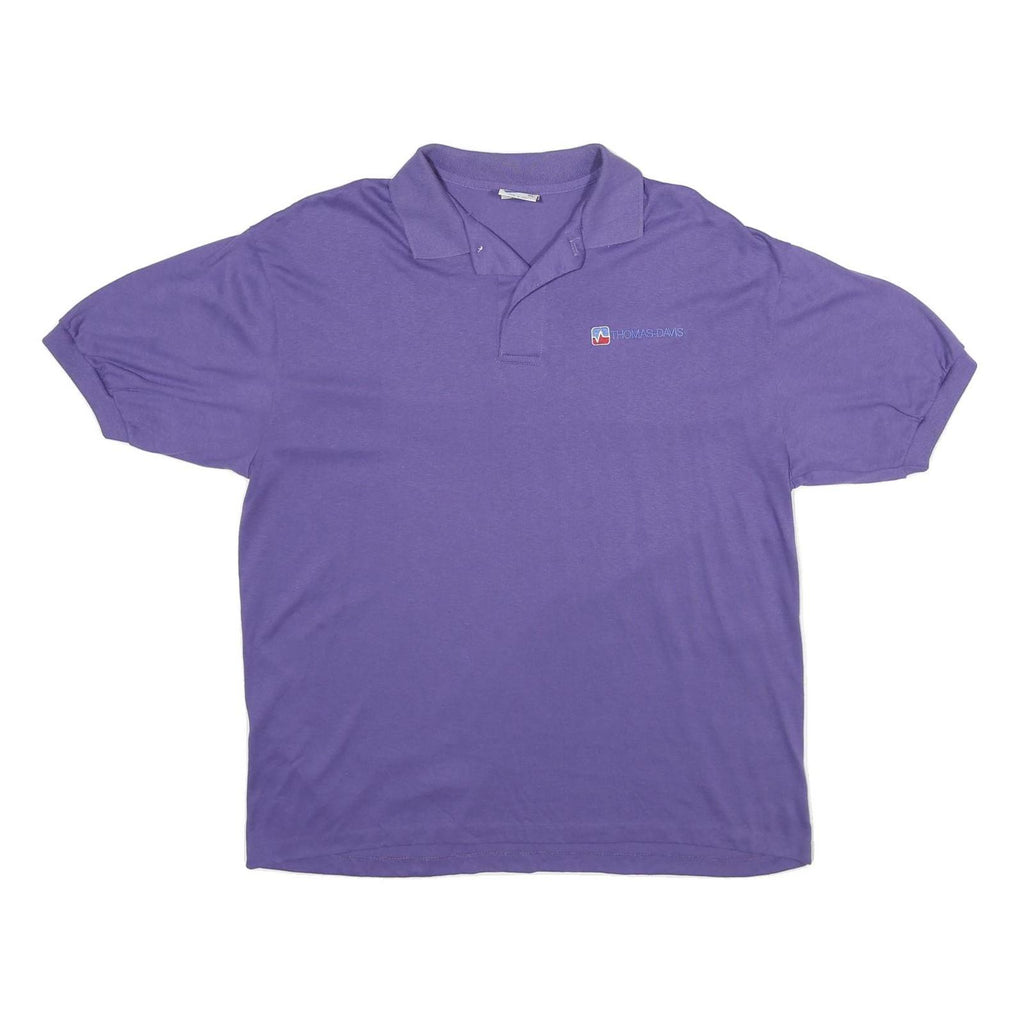 SCREENMATES Mens Purple XL Short Sleeve Logo Embroidered Cotton Blend Polo Shirt