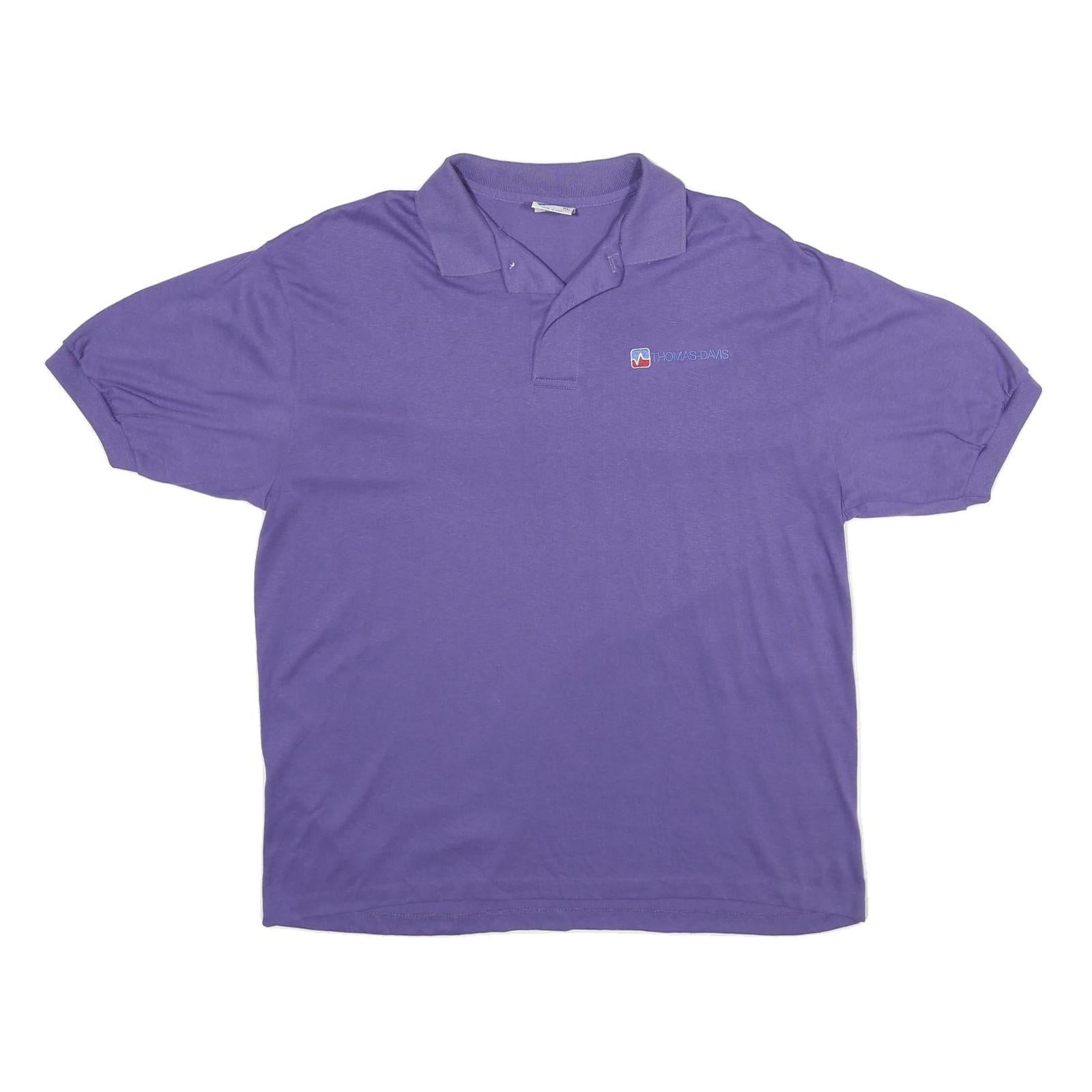 SCREENMATES Mens Purple XL Short Sleeve Logo Embroidered Cotton Blend Polo Shirt