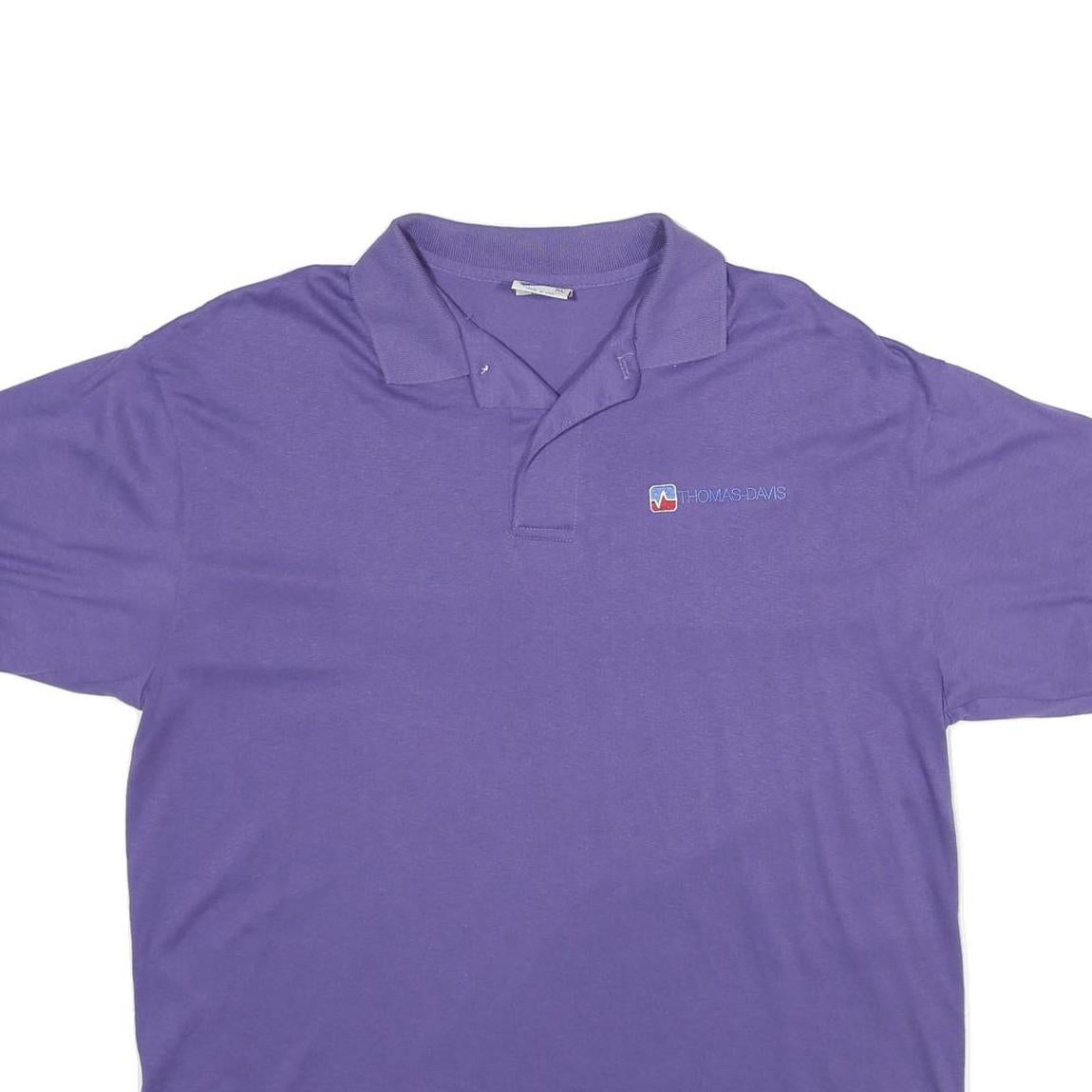 SCREENMATES Mens Purple XL Short Sleeve Logo Embroidered Cotton Blend Polo Shirt
