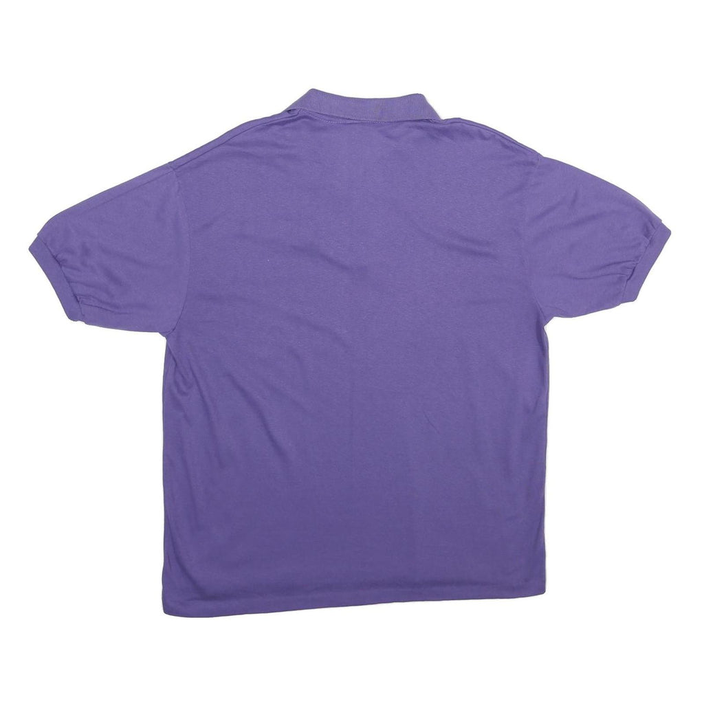 SCREENMATES Mens Purple XL Short Sleeve Logo Embroidered Cotton Blend Polo Shirt