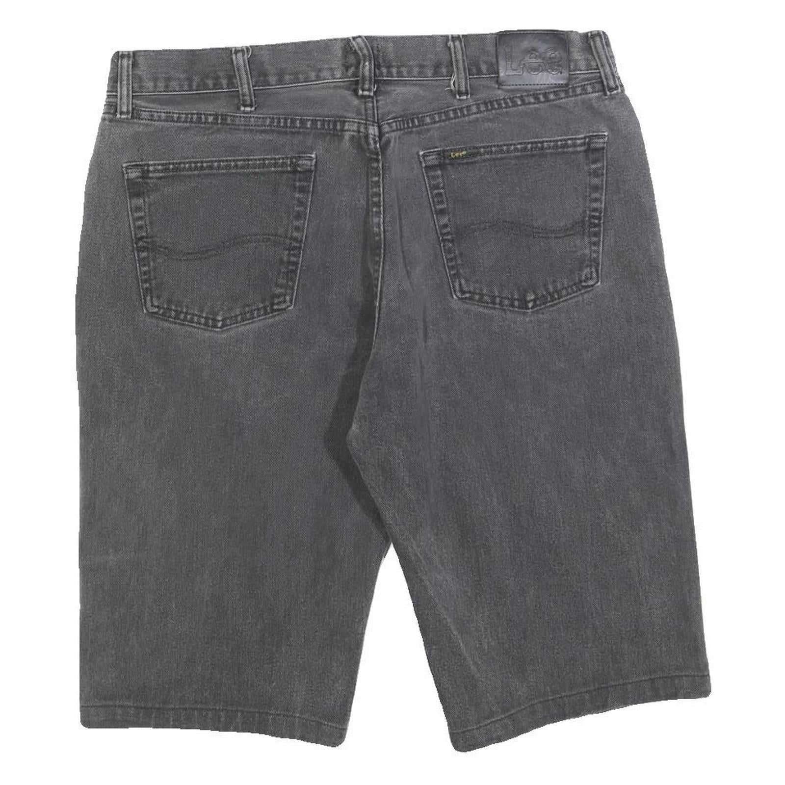 LEE Mens Shorts Black Denim XL W38 Classic Fit Casual Cotton Blend