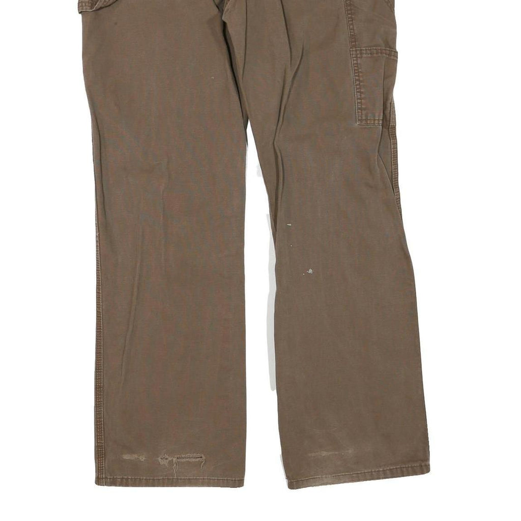 DICKIES Womens Regular Fit Straight Brown Denim W38 L32 Workwear Zip Jeans