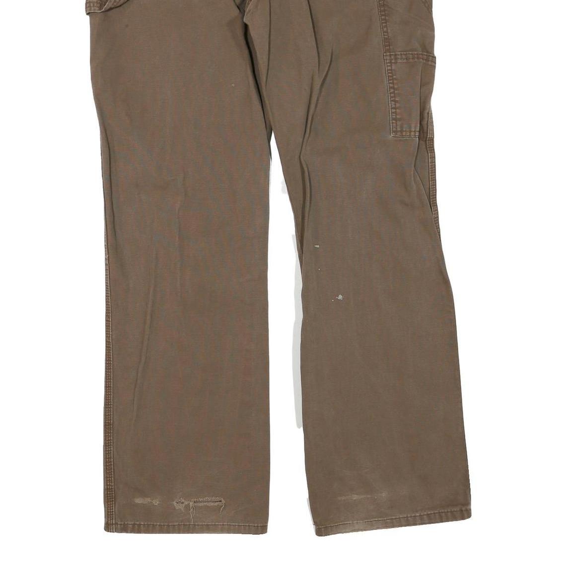 DICKIES Womens Regular Fit Straight Brown Denim W38 L32 Workwear Zip Jeans