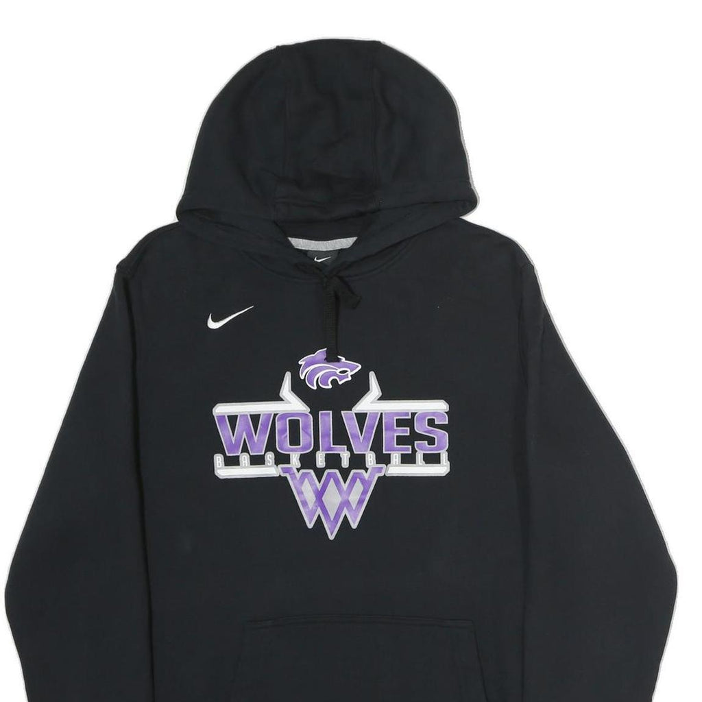 NIKE Mens Black Wolves Basketball Pullover Hoodie L Cotton Sportswear