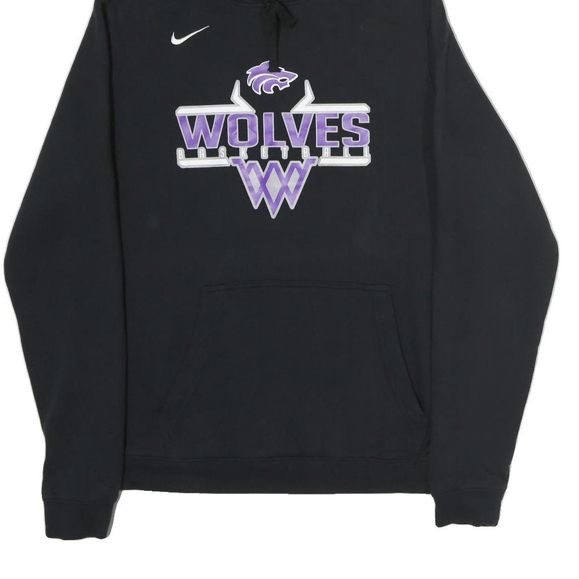 NIKE Mens Black Wolves Basketball Pullover Hoodie L Cotton Sportswear