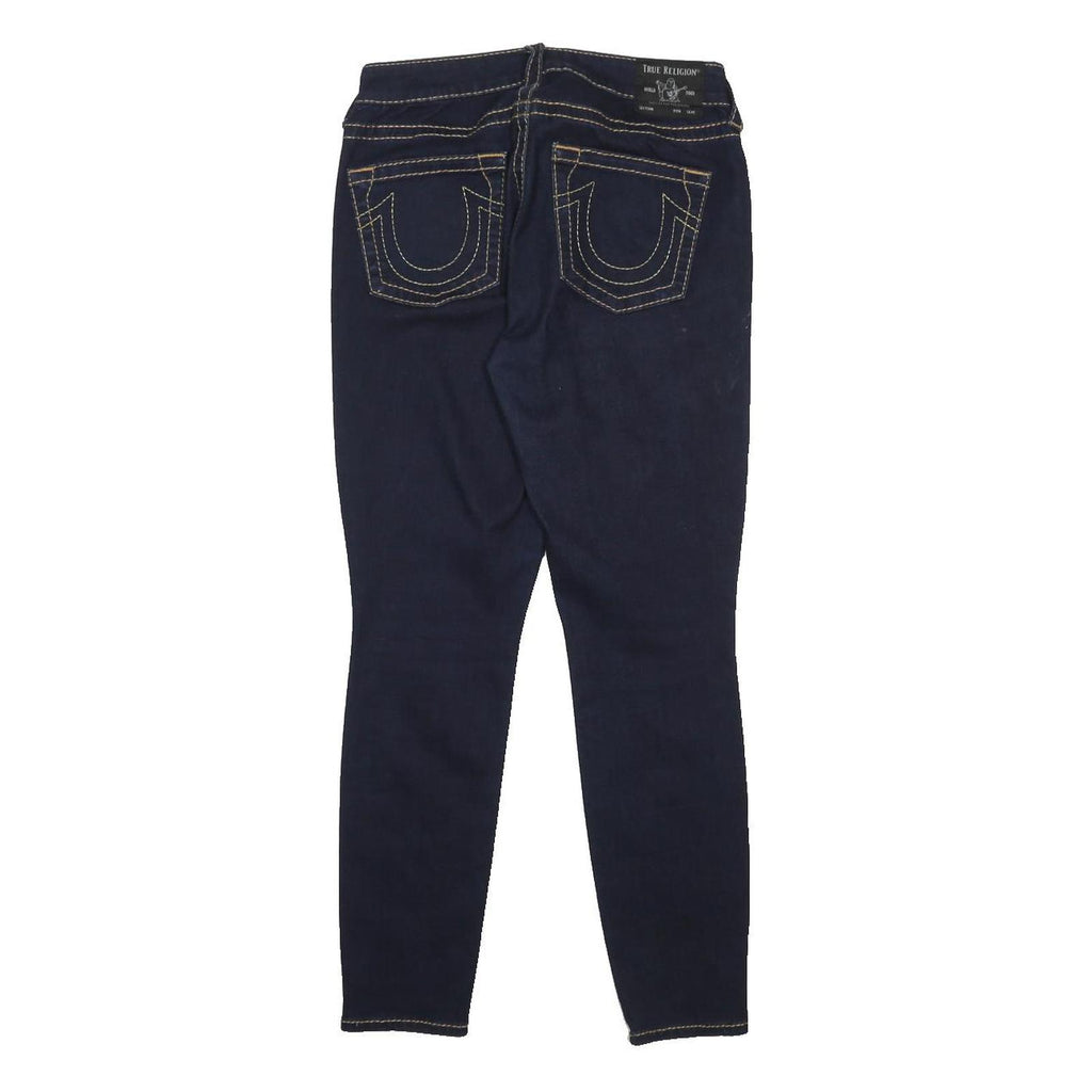 TRUE RELIGION Womens Slim Blue Denim Rinse Jeans W30 L27 Stylish Stitching