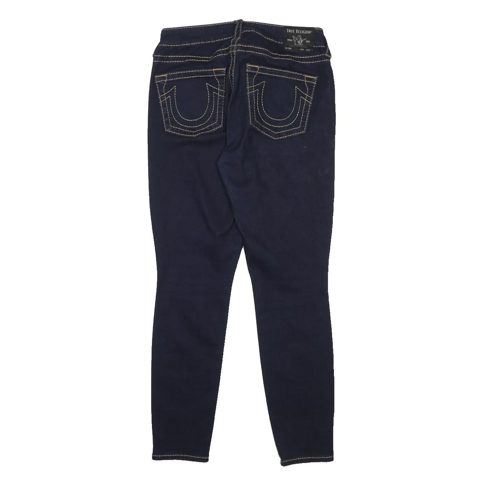 TRUE RELIGION Womens Slim Blue Denim Rinse Jeans W30 L27 Stylish Stitching