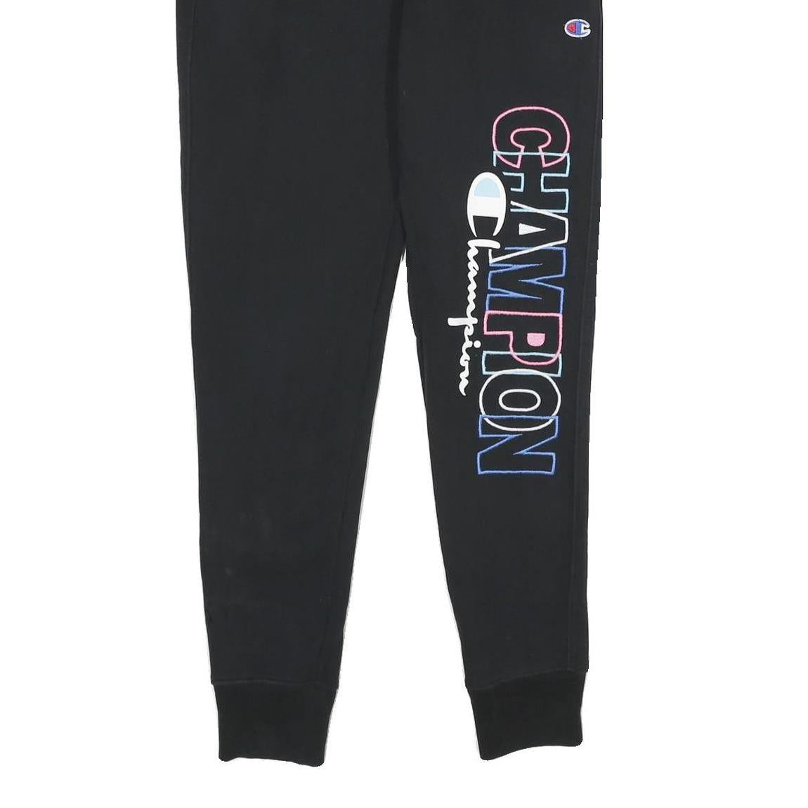 CHAMPION REVERSE WEAVE Mens Joggers Black Slim Tapered S W26 L30 Champion Logo