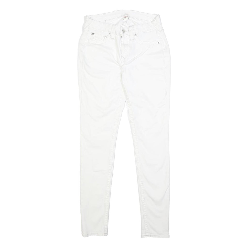 TRUE RELIGION Womens Slim White Denim Slim Jeans Cotton Blend W27 L30 Zip