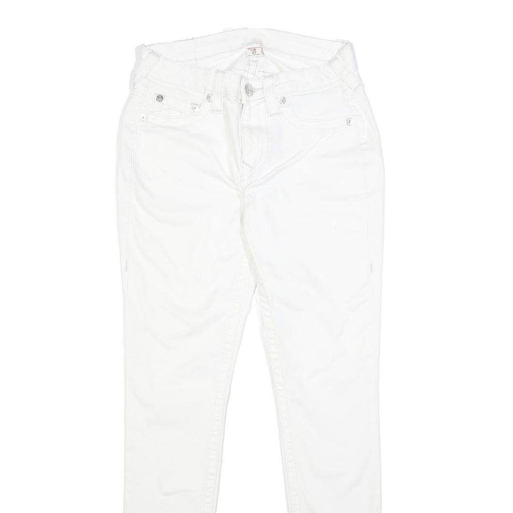TRUE RELIGION Womens Slim White Denim Slim Jeans Cotton Blend W27 L30 Zip