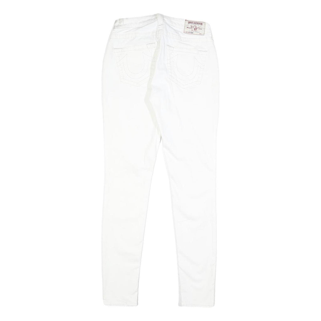 TRUE RELIGION Womens Slim White Denim Slim Jeans Cotton Blend W27 L30 Zip