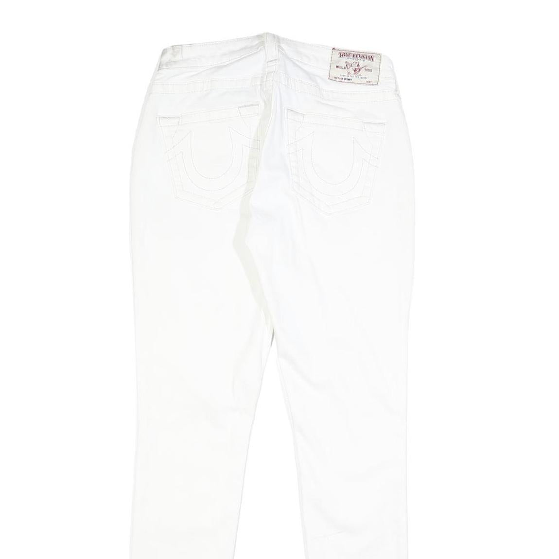 TRUE RELIGION Womens Slim White Denim Slim Jeans Cotton Blend W27 L30 Zip
