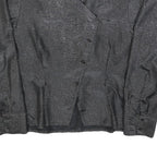 YESSICA Womens Black Printed Blouse Long Sleeve Button Neck L Stylish