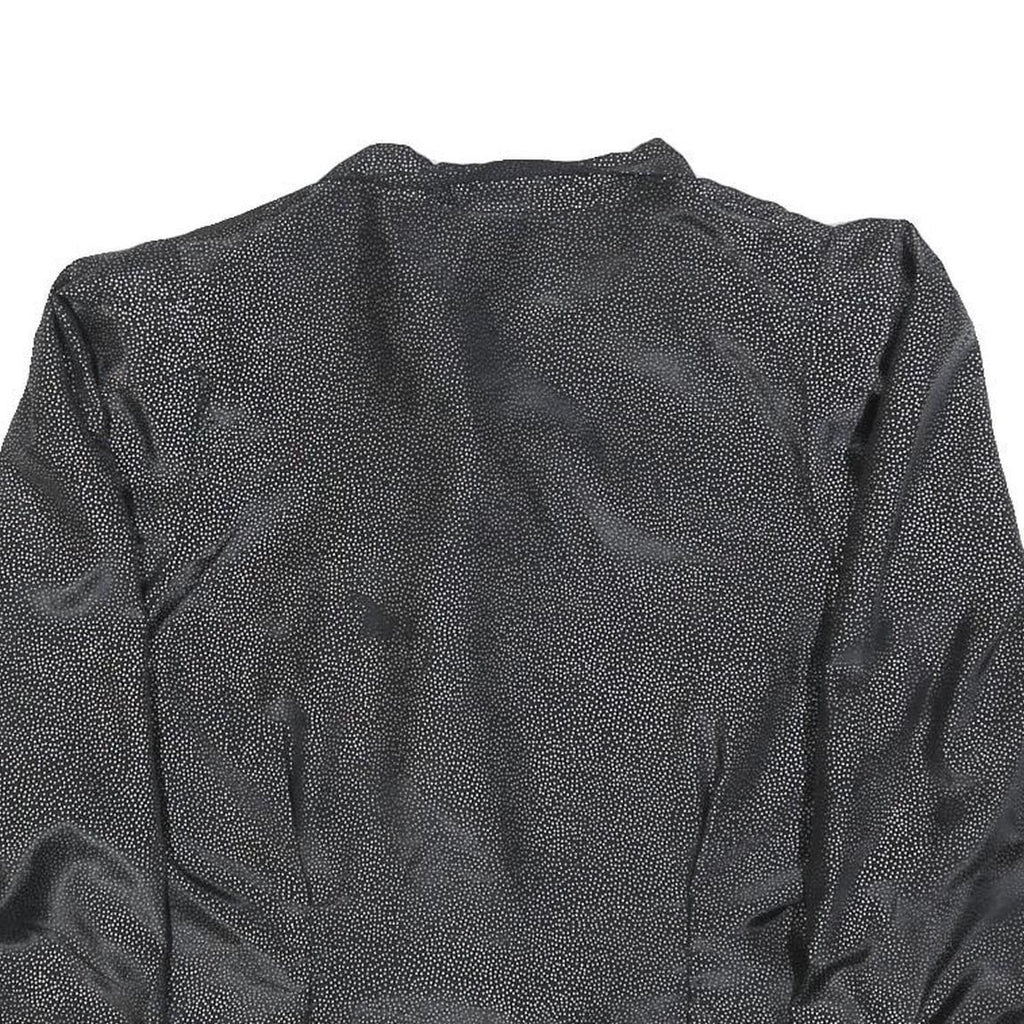 YESSICA Womens Black Printed Blouse Long Sleeve Button Neck L Stylish