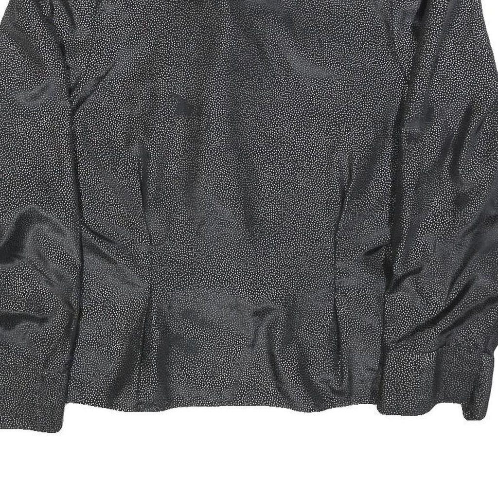 YESSICA Womens Black Printed Blouse Long Sleeve Button Neck L Stylish