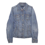 TOMMY HILFIGER Womens Blue Denim Jacket S Cotton Blend Classic Button Closure