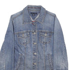 TOMMY HILFIGER Womens Blue Denim Jacket S Cotton Blend Classic Button Closure