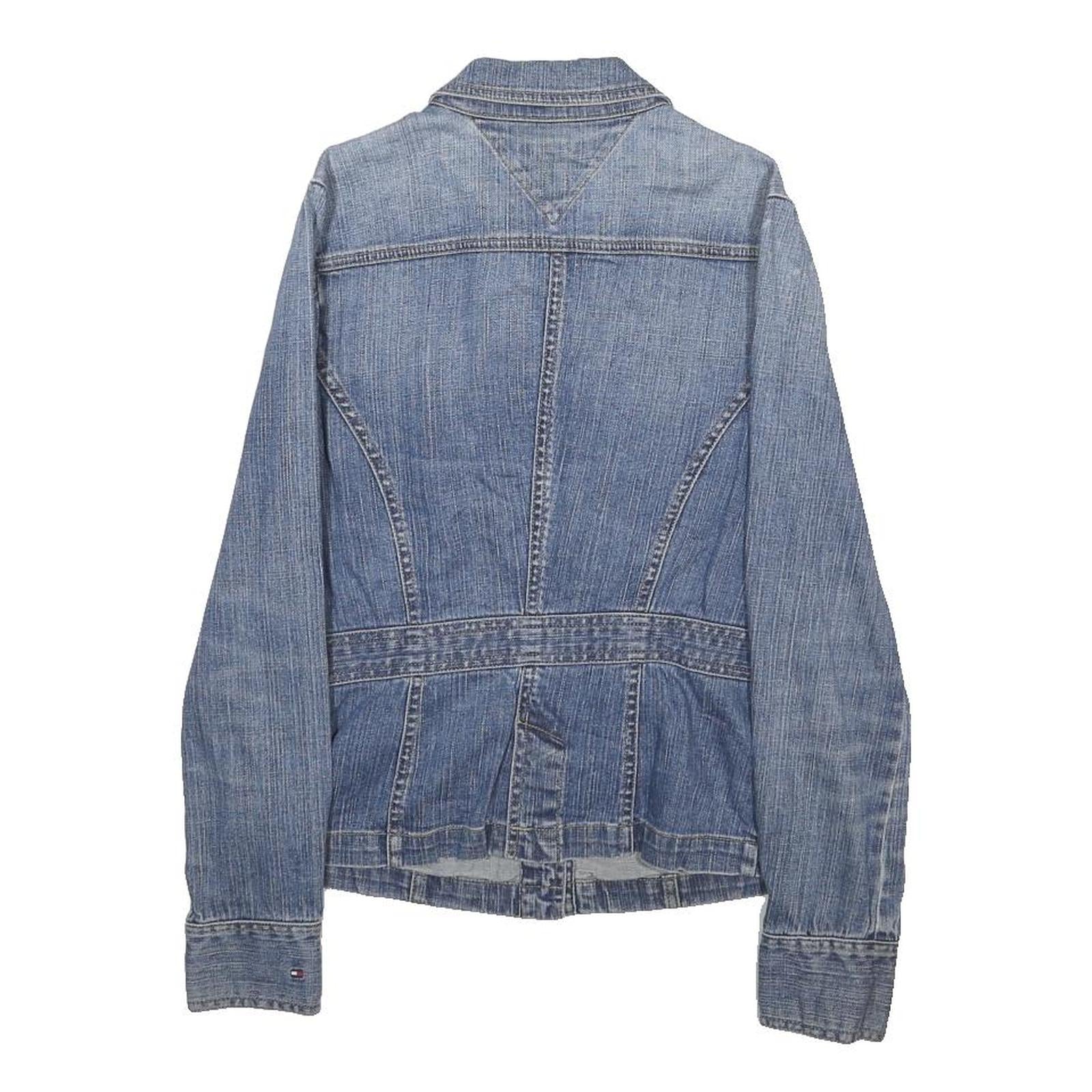 TOMMY HILFIGER Womens Blue Denim Jacket S Cotton Blend Classic Button Closure