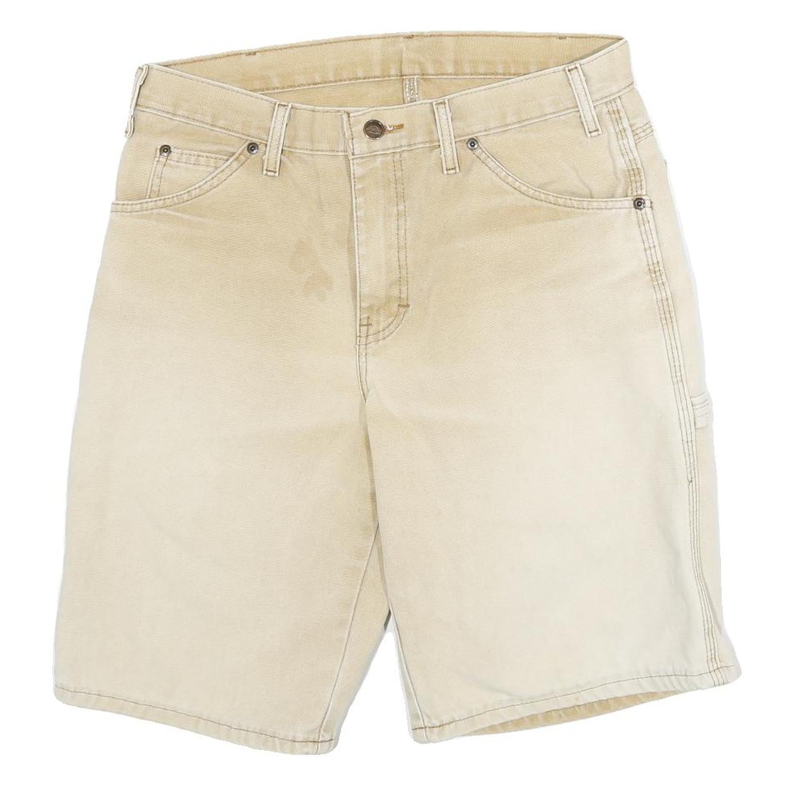 DICKIES Mens Shorts Beige Cargo Cotton Blend L W30 Workwear Utility Pocket