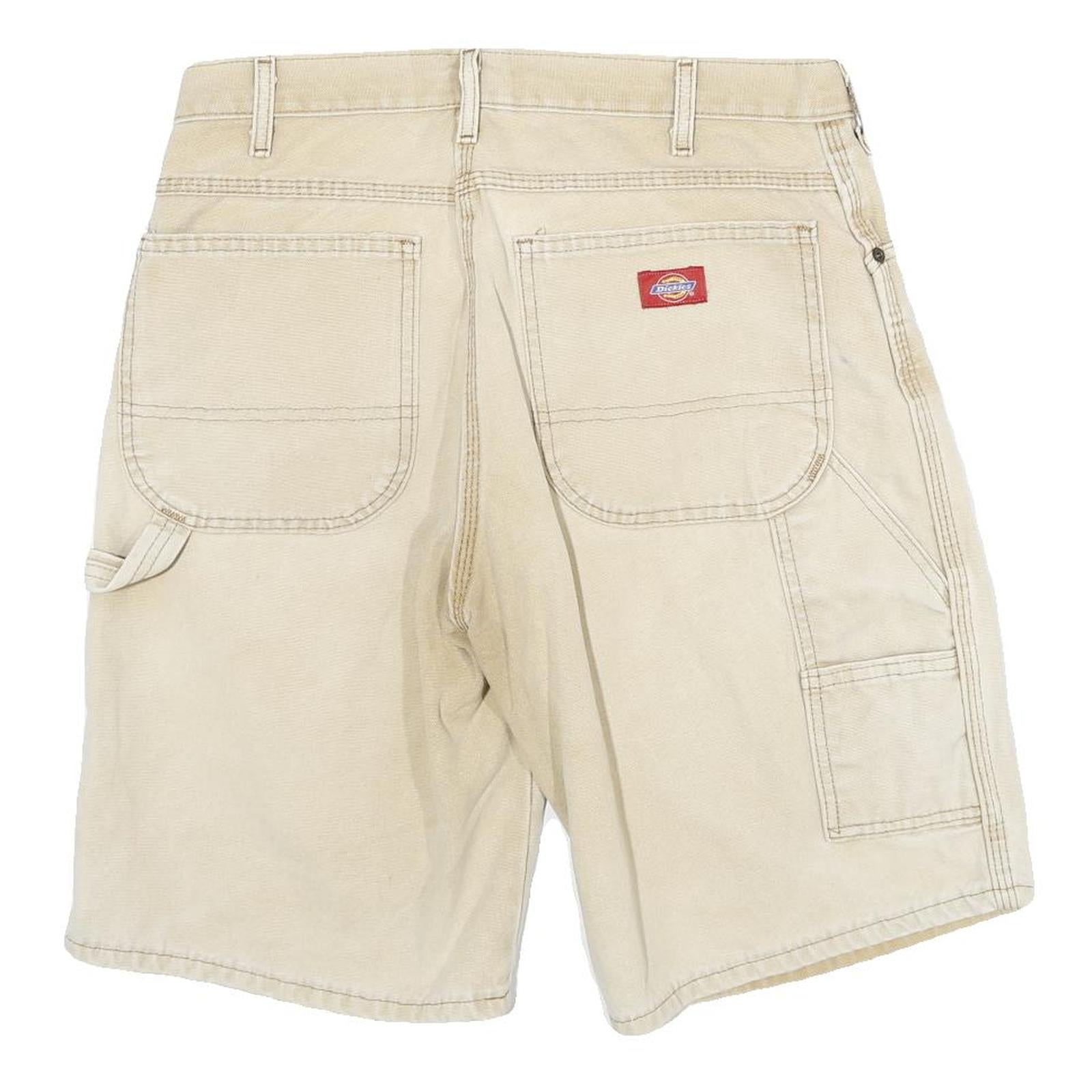 DICKIES Mens Shorts Beige Cargo Cotton Blend L W30 Workwear Utility Pocket