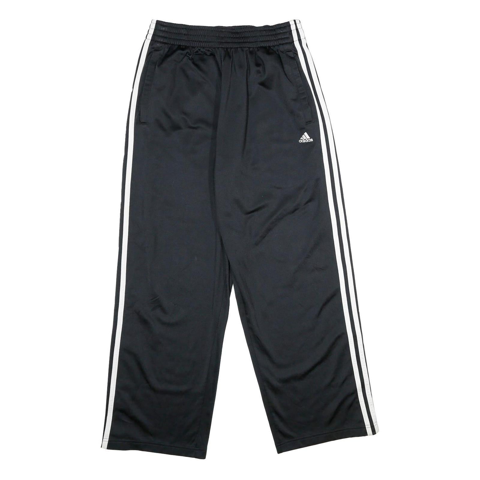 ADIDAS Mens Joggers Black & White Regular Straight S W24 L28 Snap Button