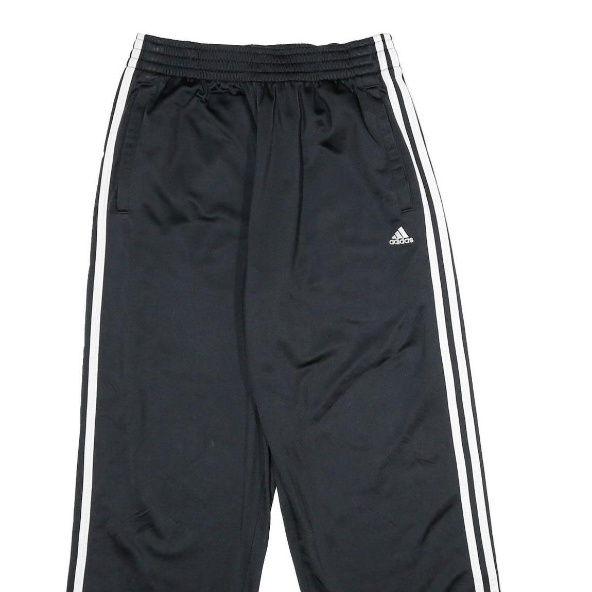 ADIDAS Mens Joggers Black & White Regular Straight S W24 L28 Snap Button