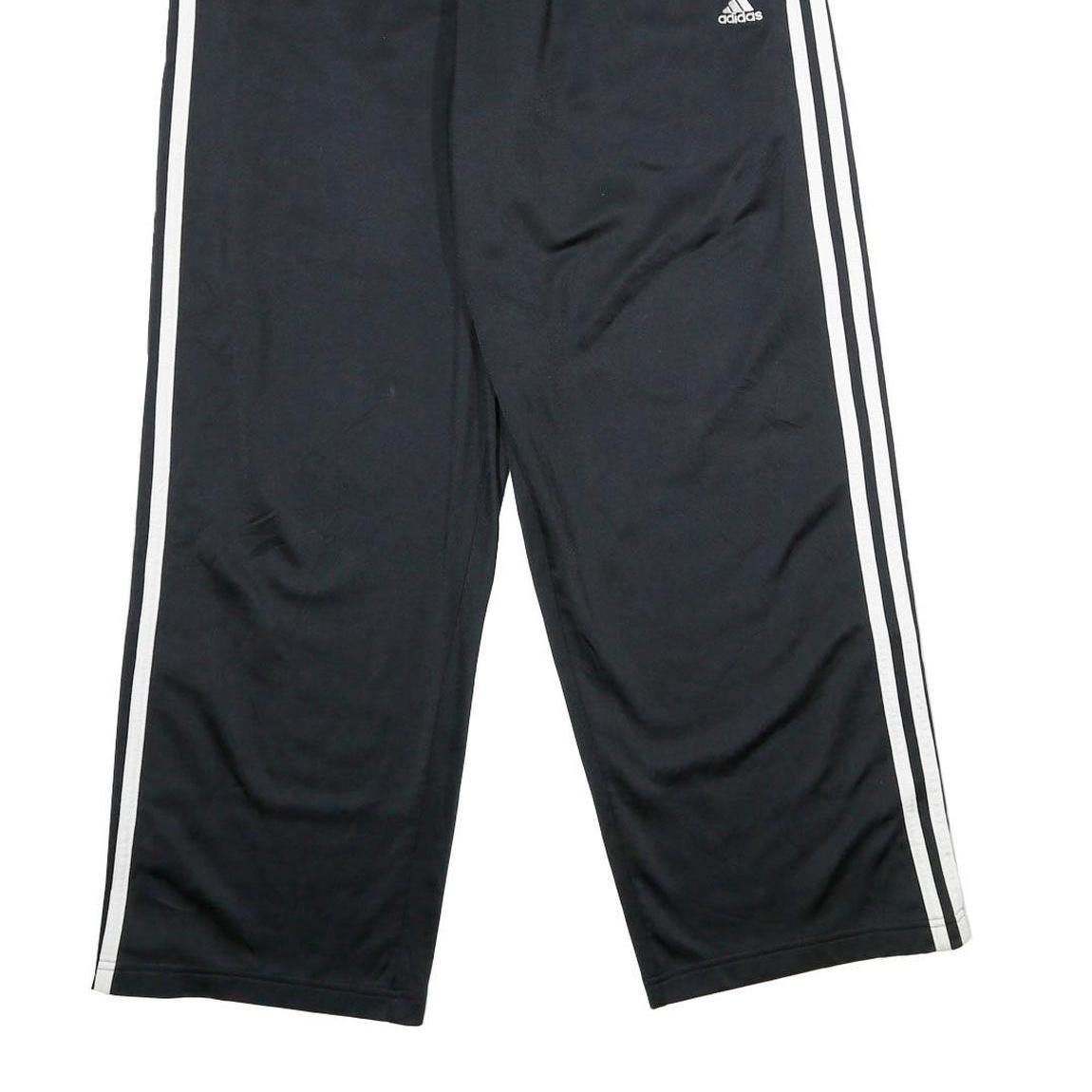 ADIDAS Mens Joggers Black & White Regular Straight S W24 L28 Snap Button