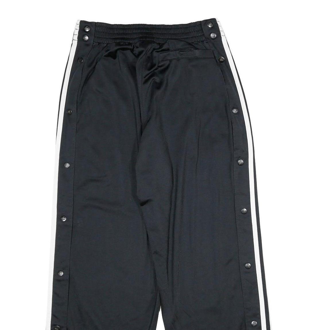 ADIDAS Mens Joggers Black & White Regular Straight S W24 L28 Snap Button