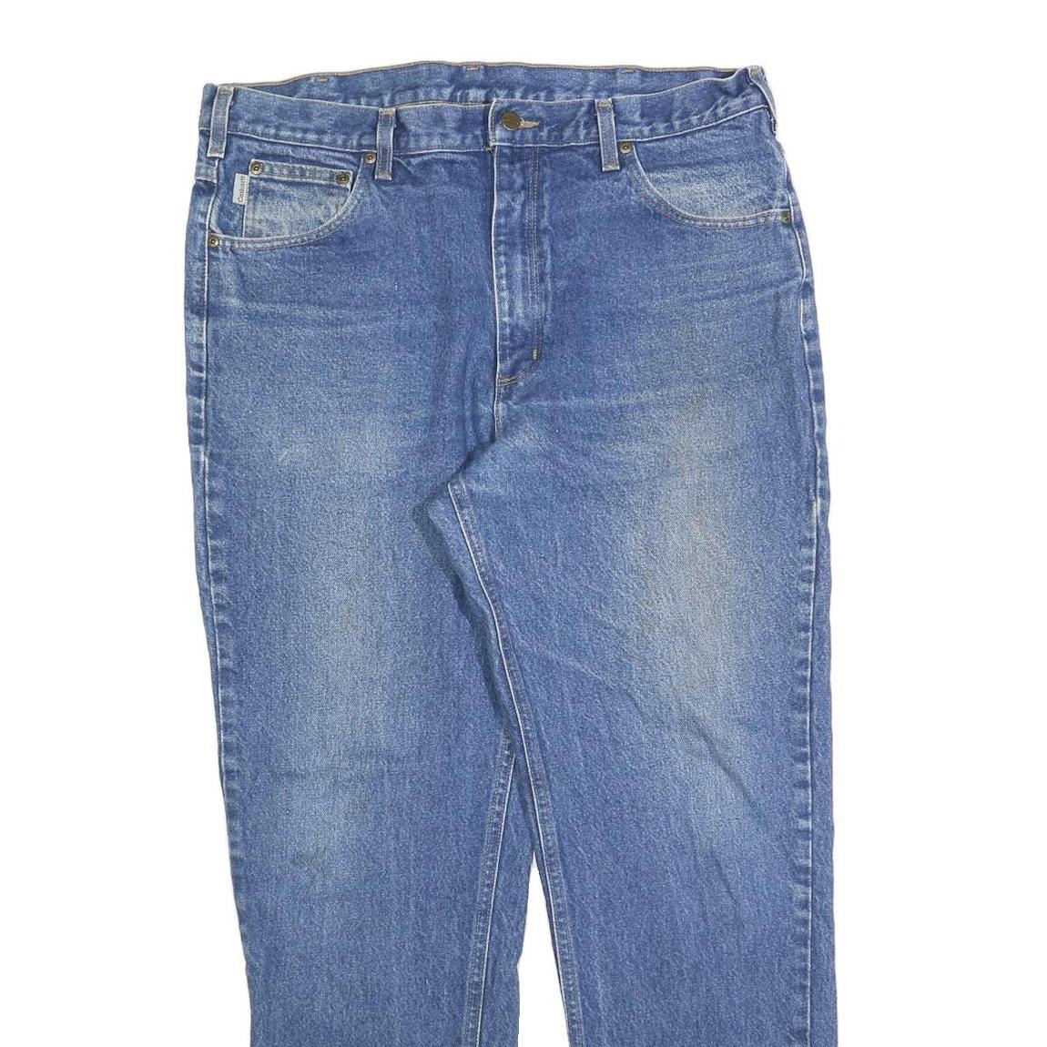 CARHARTT Mens Regular Blue Denim Jeans W38 L32 Classic Zip Cotton Blend