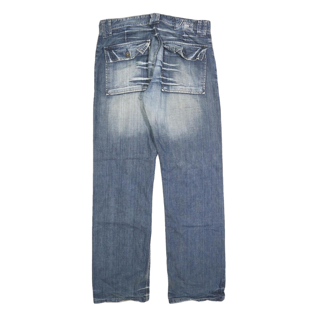 JULES JEANS Mens Blue Relaxed Straight Denim Medium W34 L32 Casual Button Fly