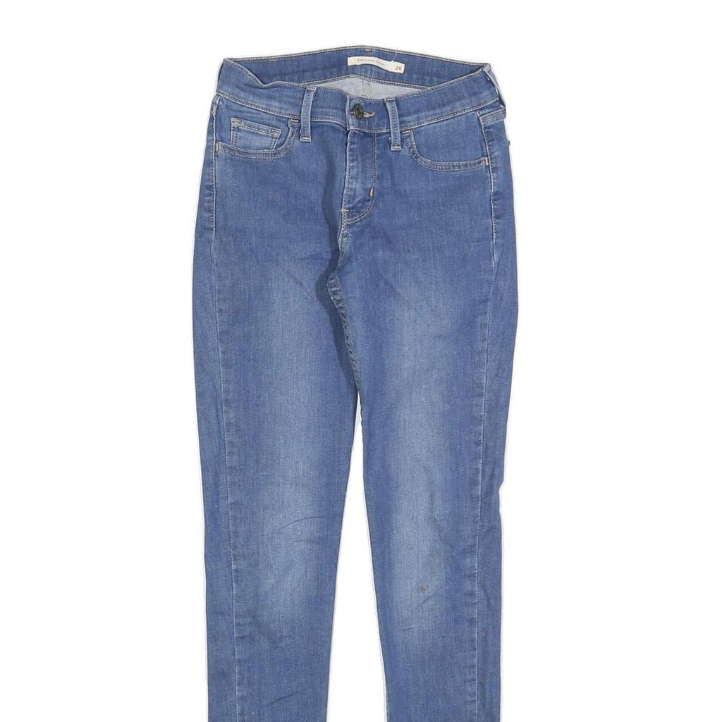 LEVI'S 710 Womens Slim Blue Denim Light Woven Jeans W26 L32 Stylish Zip Closure