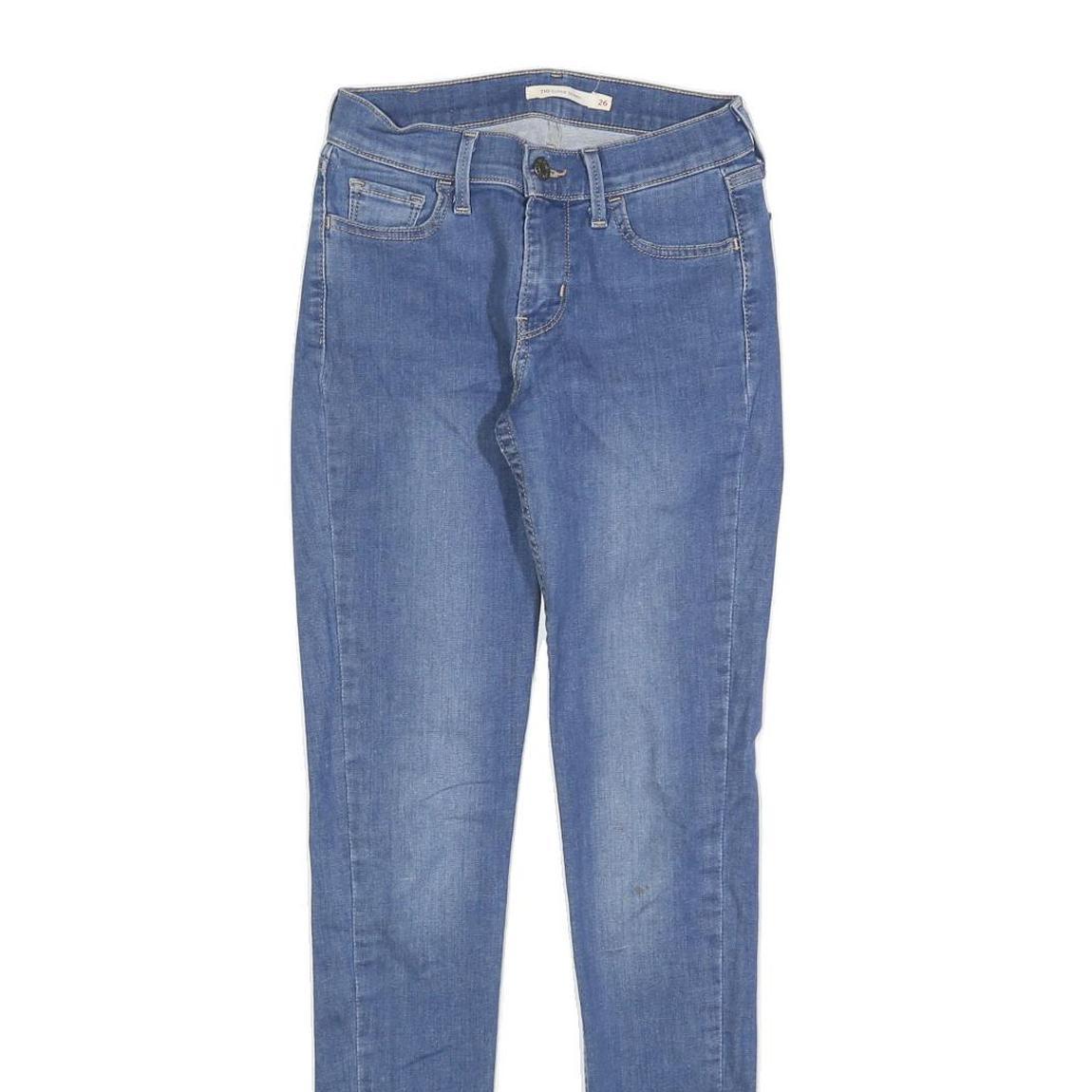 LEVI'S 710 Womens Slim Blue Denim Light Woven Jeans W26 L32 Stylish Zip Closure