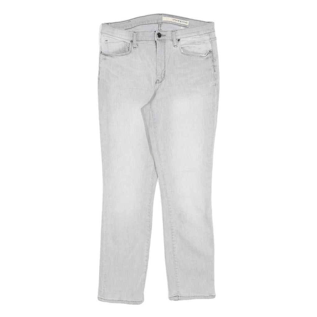 DKNY Womens Light Grey Slim Fit Skinny Denim Cotton Blend Jeans W28 L26 Zip