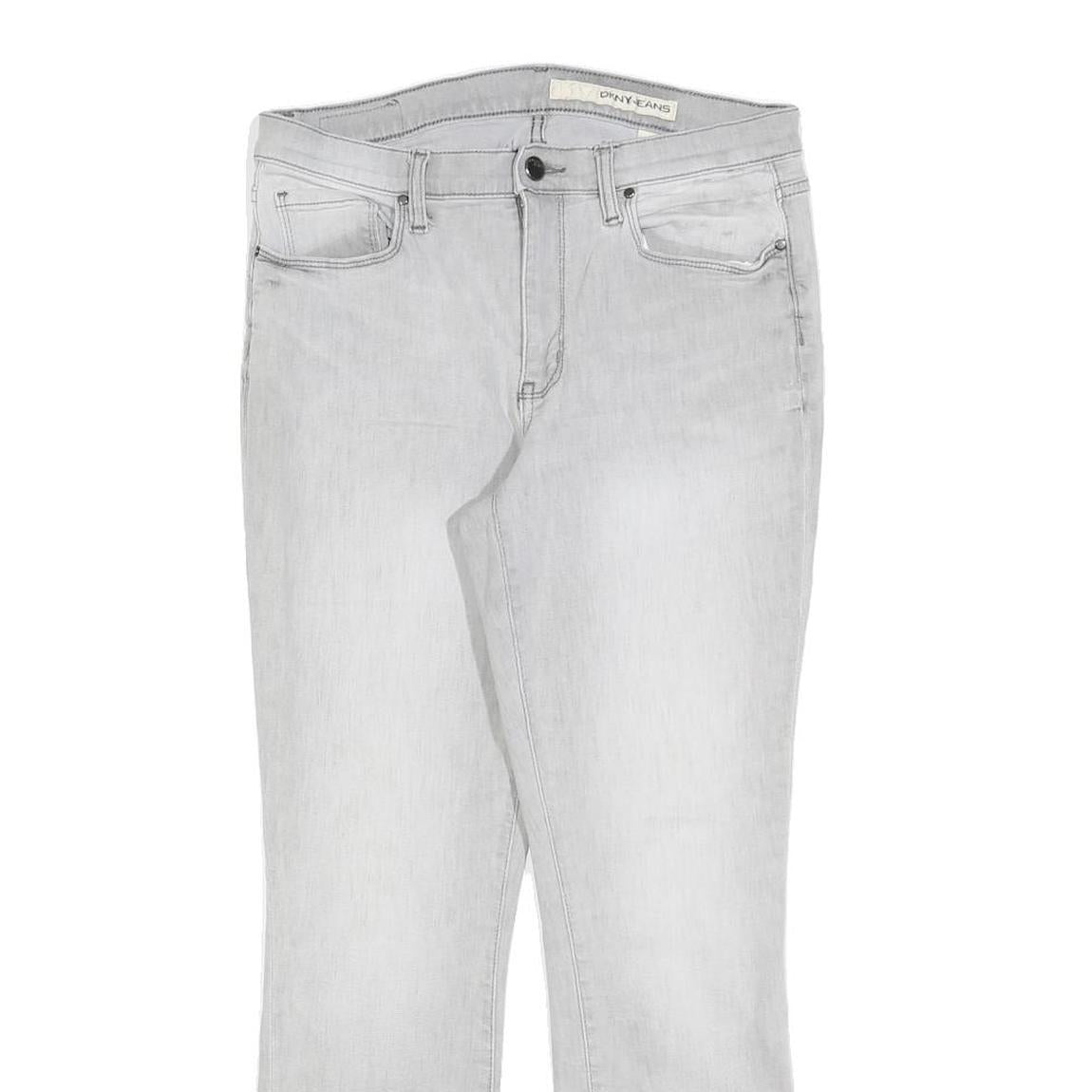 DKNY Womens Light Grey Slim Fit Skinny Denim Cotton Blend Jeans W28 L26 Zip