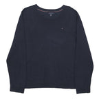 TOMMY HILFIGER Womens Navy Plain Cotton Blend Jumper Crew Neck Basic Knit XL