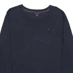 TOMMY HILFIGER Womens Navy Plain Cotton Blend Jumper Crew Neck Basic Knit XL