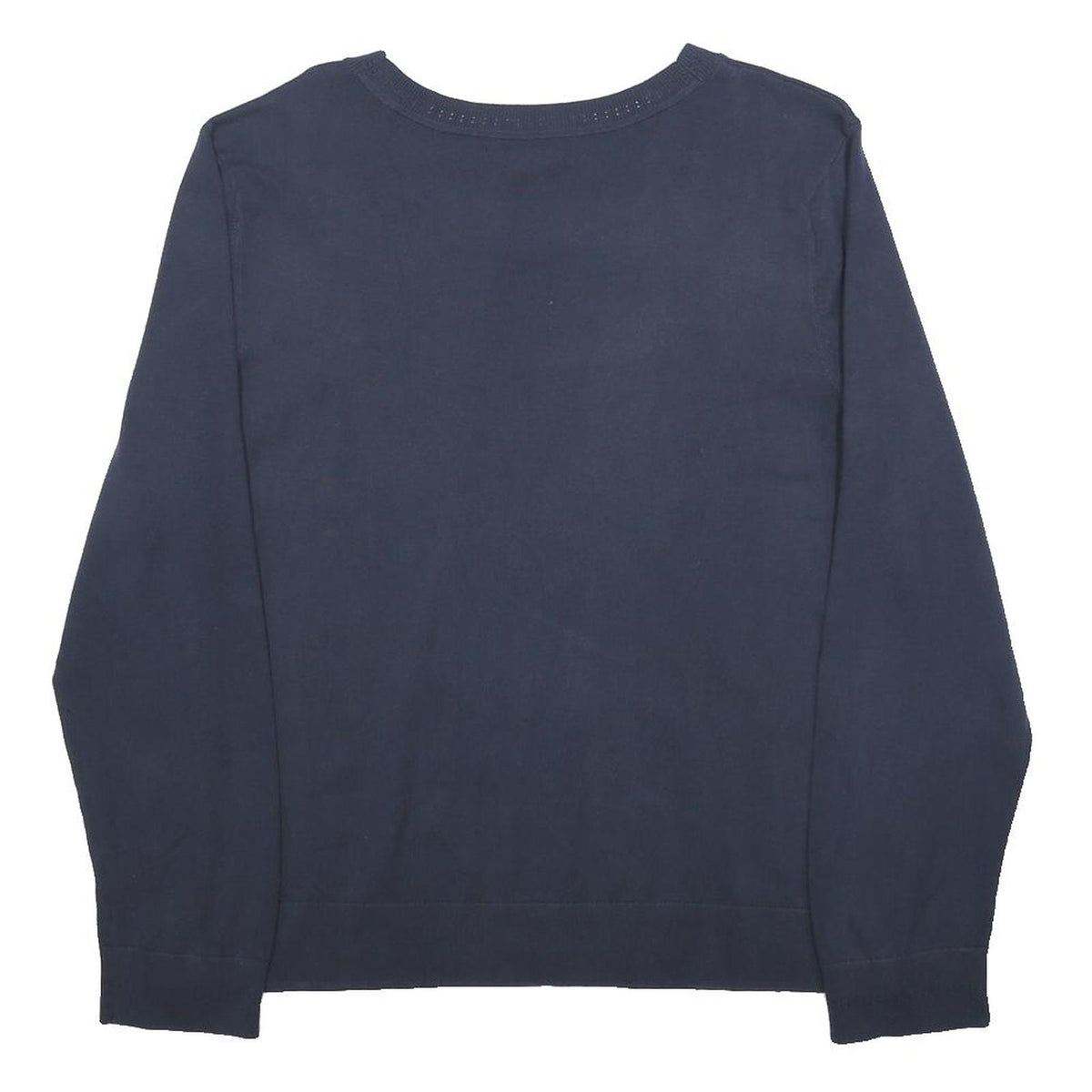 TOMMY HILFIGER Womens Navy Plain Cotton Blend Jumper Crew Neck Basic Knit XL