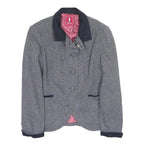 JACK MURPHY Womens Grey & Navy Wool Blend Button Jacket UK 12 Herringbone