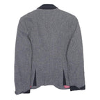JACK MURPHY Womens Grey & Navy Wool Blend Button Jacket UK 12 Herringbone