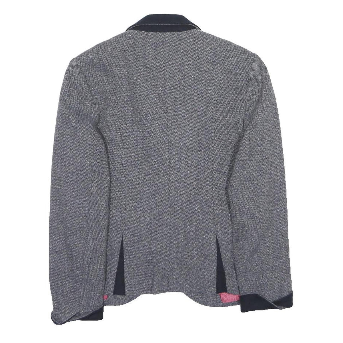 JACK MURPHY Womens Grey & Navy Wool Blend Button Jacket UK 12 Herringbone