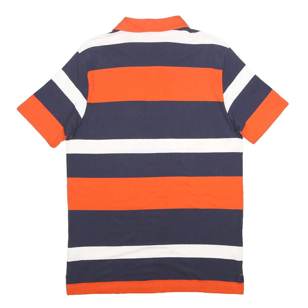 PUMA Mens Navy & Orange & White Striped Short Sleeve Polo Shirt M Cotton Casual