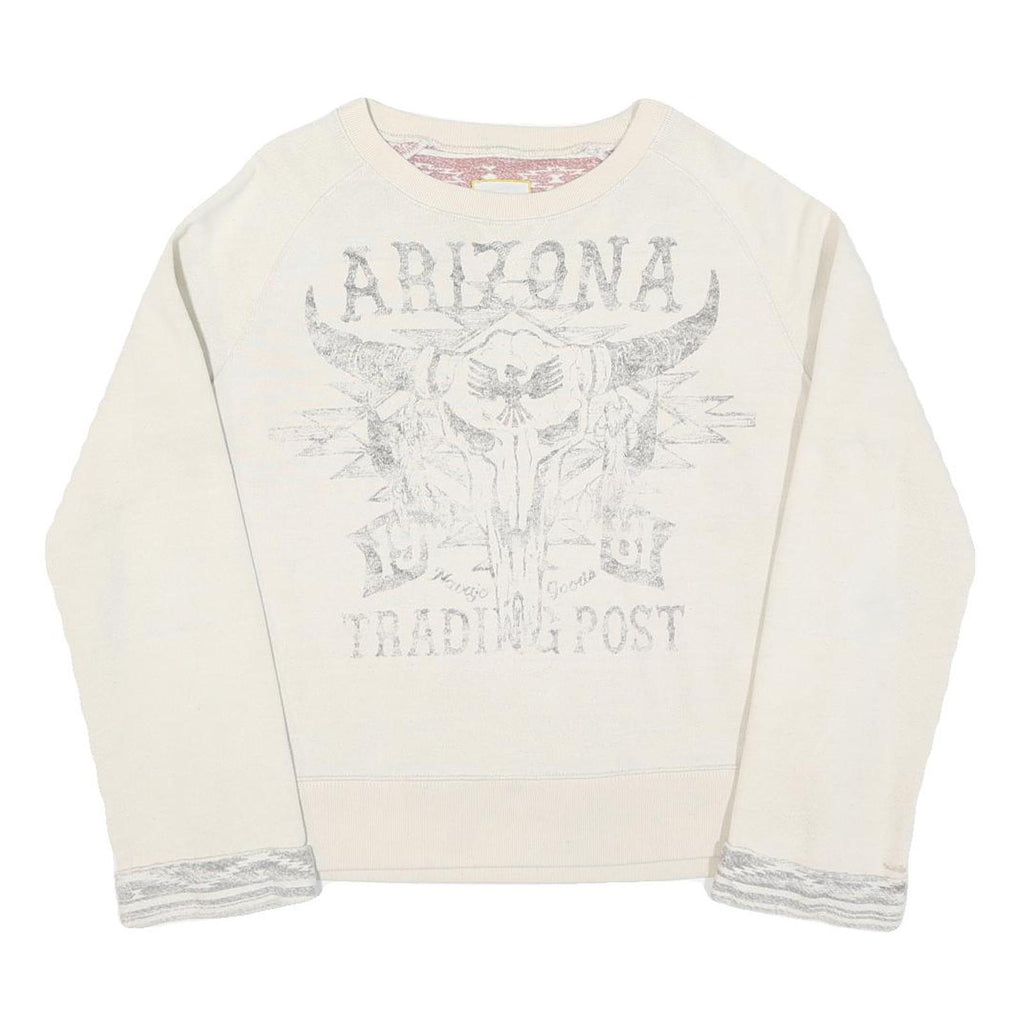 Womens Cream Arizona Trading Post Graphic Crew Neck Sweatshirt XL Casual