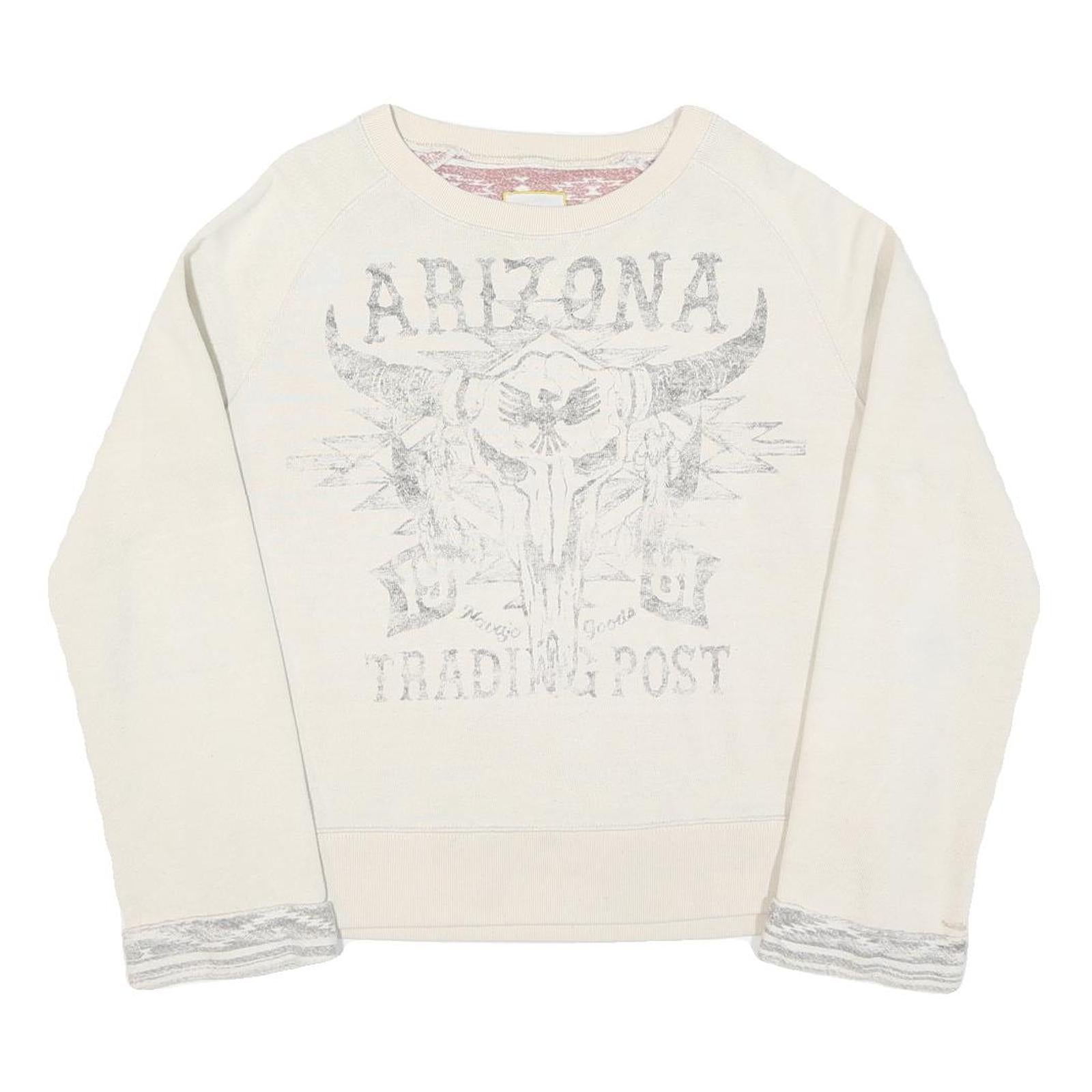 Womens Cream Arizona Trading Post Graphic Crew Neck Sweatshirt XL Casual