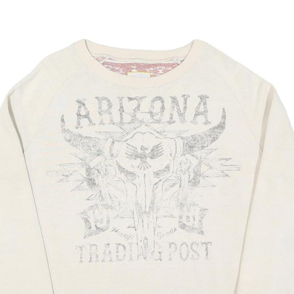 Womens Cream Arizona Trading Post Graphic Crew Neck Sweatshirt XL Casual