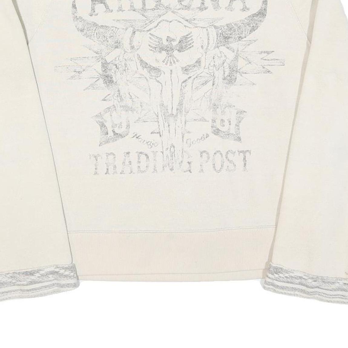 Womens Cream Arizona Trading Post Graphic Crew Neck Sweatshirt XL Casual