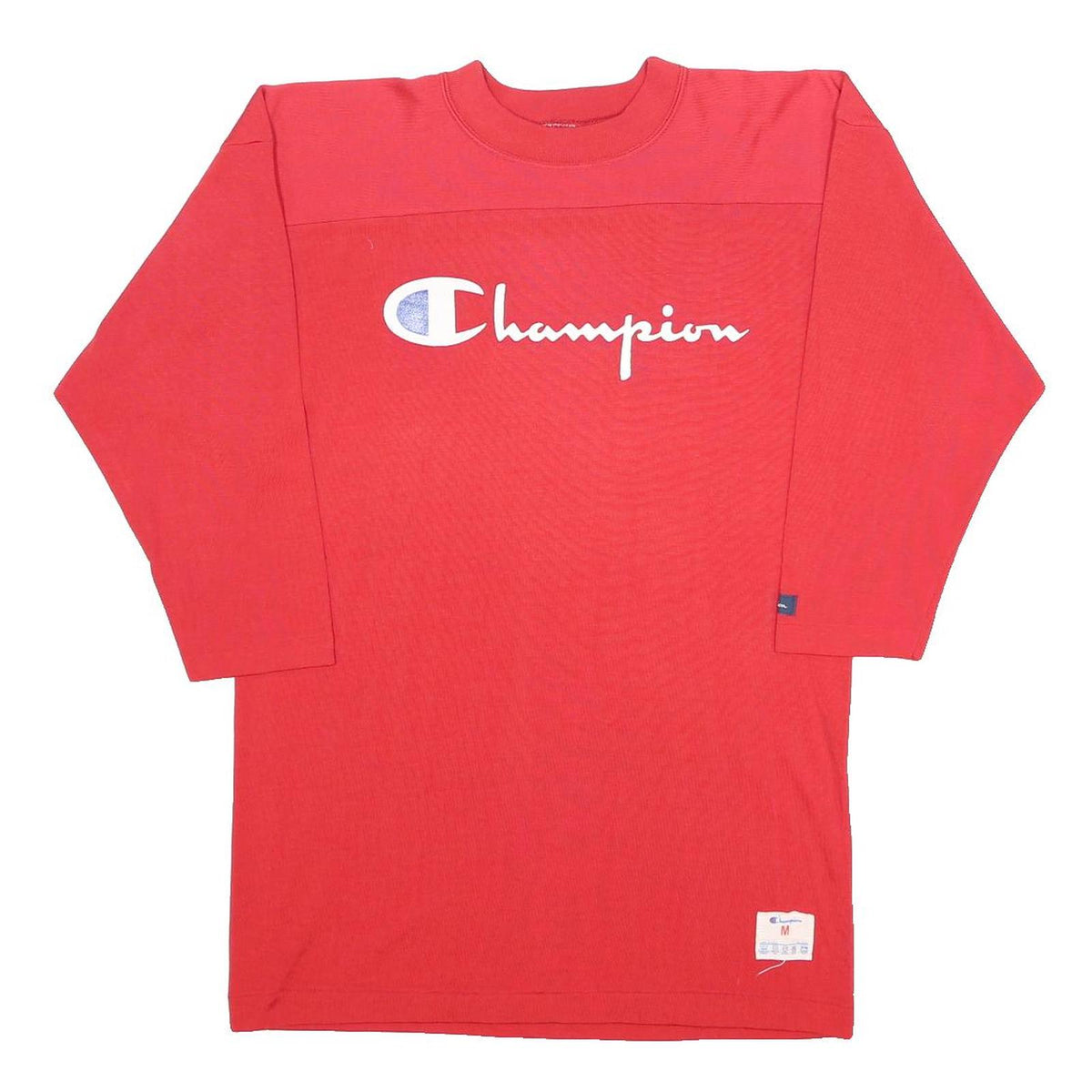 CHAMPION Mens Red Long Sleeve Crew Neck Cotton Blend T-Shirt M