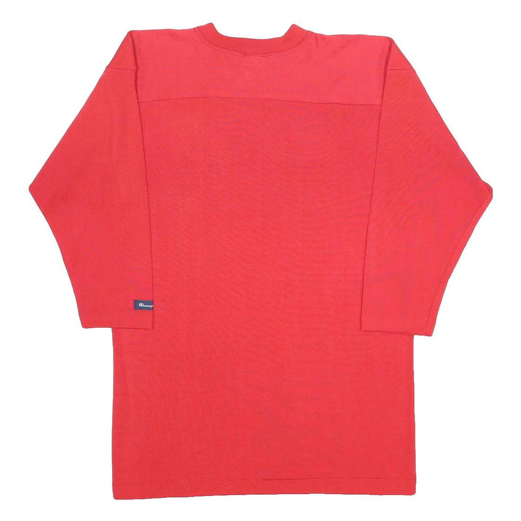 CHAMPION Mens Red Long Sleeve Crew Neck Cotton Blend T-Shirt M