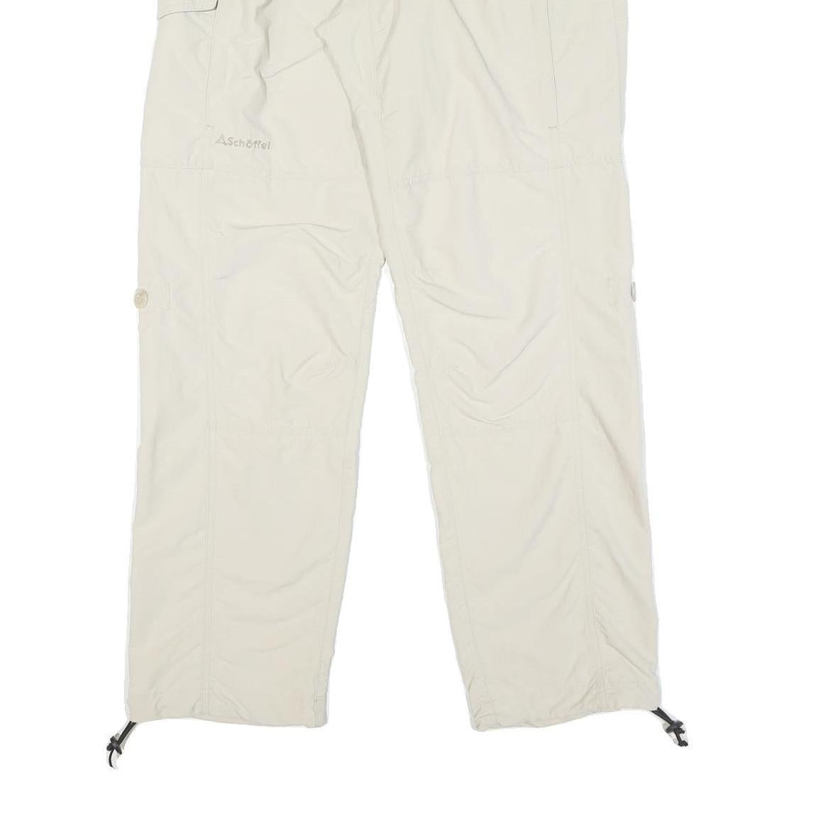SCHOFFEL Mens Polyester Blend Cream Regular Zip Trousers W30 L30 Outdoor Casual